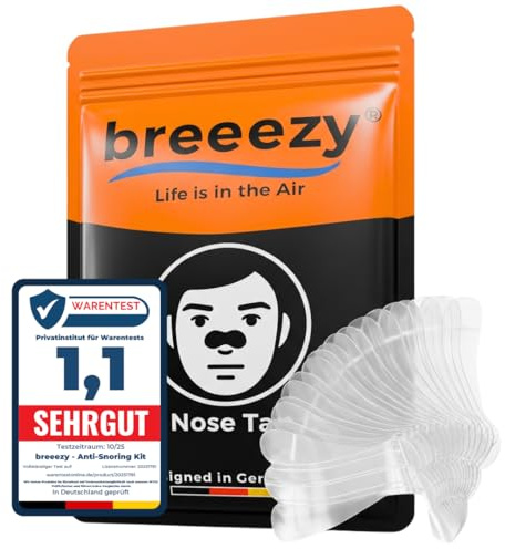 breeezy® Transparente Nasenpflaster 60 Stück [gegen Schnarchen] Nasenstrips zum sofort besser atmen | Fördert die Schlafqualität | Nose Strips | Antischnarchpflaster Nase