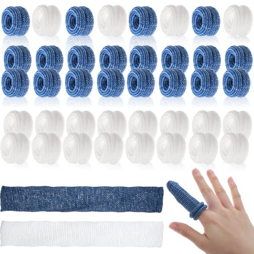 40 stycken fingerskydd, ventilerande fingerlingar, förband, stretchig bomullsfingerlingar, rörformade fingerskydd, för arbete kök och fingerstukning, svullnad