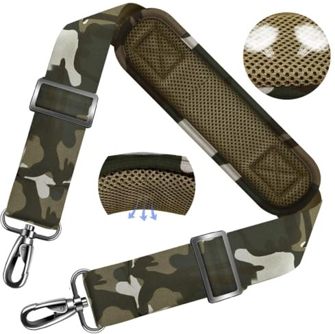 ZINZ Shoulder Strap Universal Bag Strap - 78 Ultra-Thick Padded with Dual Balanced Adjustable Buckles for Briefcase, Travel, Sports, Laptop, Crossbody Bag，Camouflage Green