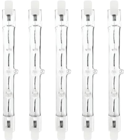R7S Halogen Leuchtmittel 118mm 300W 230V, Warmweiß 2700K Dimmbar, 5 Stück Halogenstäbe, Linear J 118mm R7S 4500LM für Wohnzimmer, Deckenfluter, Arbeitslampen, Landschaftsbeleuchtung, Halogenstrahler