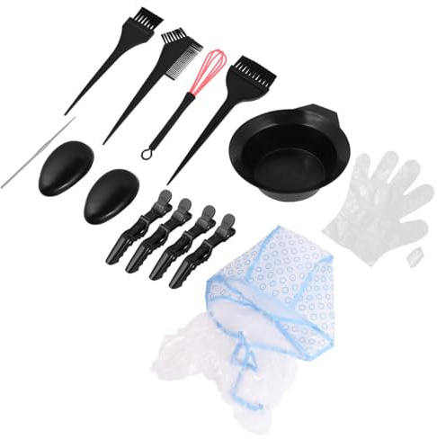 BAZEITFLOW Kit de coloration capillaire 15 pièces avec bol mélangeur, pinceau applicateur et peigne, outil de coloration professionnelle et domicile, accessoires essentiels pour mèches et balayages