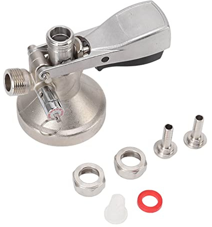 ANKROYU Acoplador de barril de cerveza tipo G Sonda de acero inoxidable de grado profesional Cuerpo de latón Accesorio de dispensador de cerveza triangular resistente para bares co