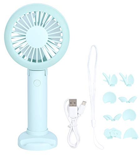 Ventilador de Mesa Plegable de Mano Mini Ventilador Portátil Recargable por USB con 3 Configuraciones de Velocidad Motor Sin Escobillas para Oficina Viajes Hogar Verde Púrpura (Verde fresco (enviar