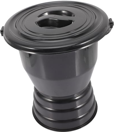 SOLUSTRE Orinal para Ancianos y Adultos con Tapa Negra, Urinario Portátil de Plástico Grueso, Escupidera con Asa, Orinal Casero para Uso Nocturno y Pacientes, Cómodo y Fácil de Limpiar