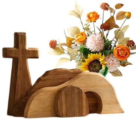 Generico Scena della Tomba Vuota di Pasqua, Decorazioni da Tavolo in Legno a Tema Natività, Decorazioni per la Resurrezione, per Mensola Scrivania Casa Chiesa Primavera Riunioni Familiari