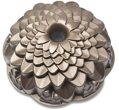 kefyixc Flower Shaped Cake Pan, Non-Stick Fluted Tube Cake Tin, Fluted Cake Pan for Baking, Pound Cake Mold for Oven, Suitable for Birthday Party Cakes, Bronze Color