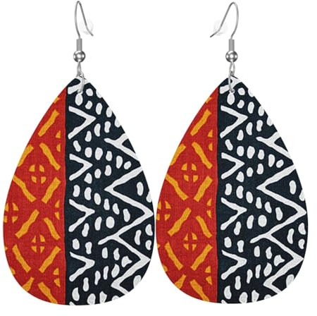 Orecchini Da Donna Pelle Sintetica African Print Lacrima Gioielli Design Di Fascia Alta Per Adatti Per L'Uso Quotidiano Feste E Appuntamenti