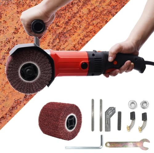 Burnishing Polishing Machine with 2 Wheels, 8-Speed Electric Brush Sander, 3000RPM Industrial Drum Grinder for Metal, Wood, Stone