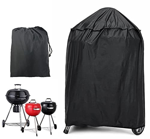 JTDEAL Funda Barbacoa Redonda Impermeable Funda Protectora Barbacoa de Carbón Cubierta BBQ Cubre Barbacoas Redondas Funda Barbacoa Pequeña, Resistente al Desgarro y a Los Rayos UV, Negro (77 x 58 cm)