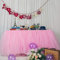 MYMM 3ft / 91cm Rosa Gonna da Tavolo, Garza da scrivania in Tulle Romantico, Decorazione da tavola, tovaglia da Tavolo per Tutu con Fiocchi di Neve, per Shower, Matrimonio, Compleanno,Natale