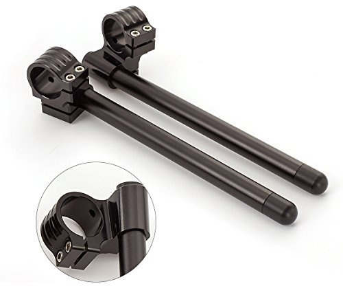 Rzmmotor 45mm 7/8 Motorcycle Aluminum CNC Riser Fork Tube Clip On Handlebar Replaceable Fit for Universal Bike Cafe Racer Black