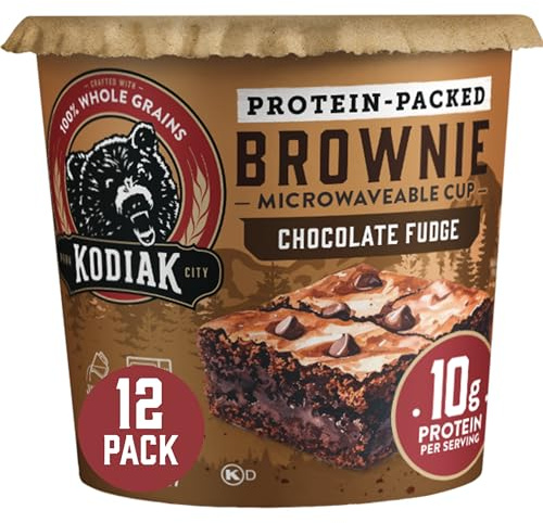 Kodiak Cakes Brownie Power Cup - 100% Whole Grain, High Protein Cup Brownie - Chocolate Fudge Brownie Power Cup, 2.36 Ounce (Pack of 12) (Packaging May Vary)