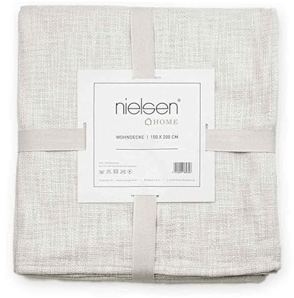 nielsen HOME coperta Plaid Avivo, 150x200 cm, bianco (bianco), in cotone, comoda, tessuta in maniera grossolana coperta, coperta da divano, copriletto, coperta avvolgente