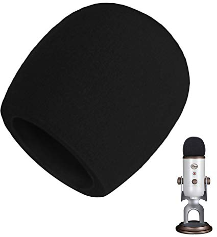 AOBETAK Popschutz Groß Schaumstoff für Mikrofon,Mikrofon Windschutz für Blue Yeti, Yeti Pro Kondensator mikrofon,Schwarz