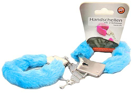 Plüsch-Handschellen inkl. 2 Schlüssel Hell Blau Türkis Party sexy erotische Spiele Fesseln Handschellen