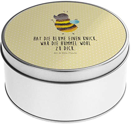 Mr. & Mrs. Panda Blechdose rund Hummel flauschig - Geschenk, Tiermotive, Aufbewahrungsbox, lustige Sprüche, Metallkiste, Tiere, Vorratsdosen, Biene,