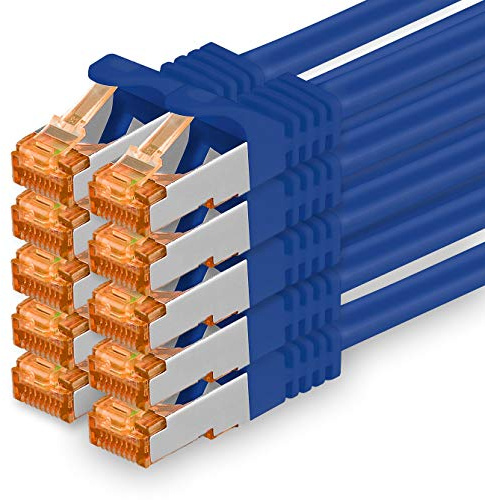 1aTTack.de 10x 2m Bleu - Câble Réseau Ethernet Cat7 Cat 7 10 GB/s SFTP - RJ45 Ethernet LAN DSL Routeur Modem