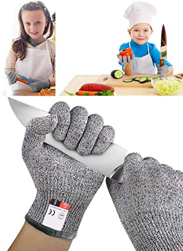 Cut Resistant Kitchen Gloves High Performance Level 5 Protection, Cut Resistant Protective Gloves for Safety, for Cooking, Cutting or Slicing, Food Grade, For Child, Kids, Boy, girl(XS 8-12 year olds)