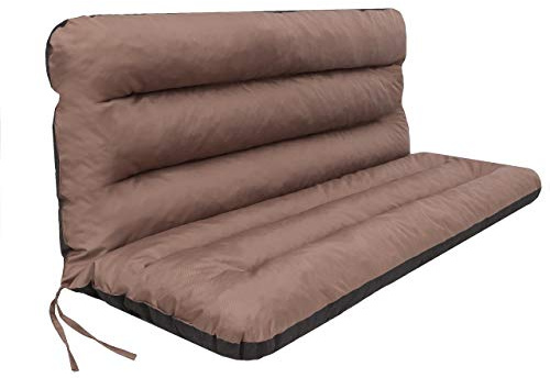 PillowPrim Cojín para columpio de Hollywood, cojín para banco de jardín, cojín para banco, cojín de asiento y respaldo, cojín de jardín, ancho del asiento de 180 cm, color marrón claro