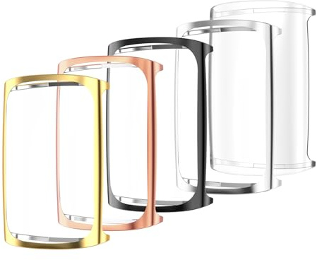 Simpeak 5-Pack Screen Protector Case Compatible with Fitbit Charge 6 5, TPU Soft Screen Protector Bumper Cover Replacement for Fitbit Charge 6 5, Transparent+Gold+Silver+Black+Rosegold