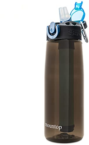 mountop Borraccia portatile con filtro dell'acqua – Bottiglia filtrata per acqua di emergenza con cannuccia integrata a 2 stadi per escursionismo, zaino in spalla e viaggi, senza BPA, 623,7 g