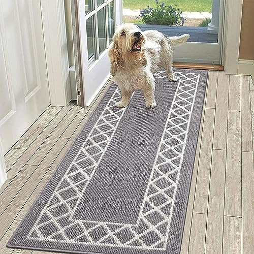SHACOS Grey Runner Rug Hallway Non Slip 50x150 cm, Washable Carpet Runners