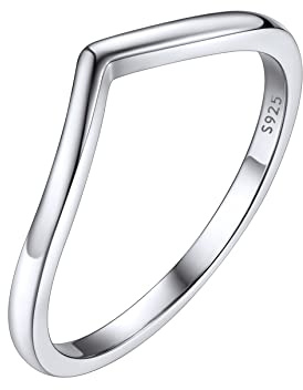 Bestyle Ring Silber 925 Damen V-Form Wishbone Ring Breite 1,7 mm Ringgröße 59 Schmal Ewigkeitsringe Modeschmuck mit Geschenkbox
