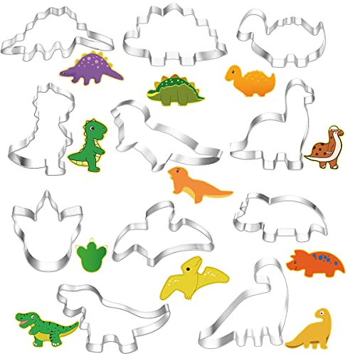 11 Piezas Cortadores Galletas Dinosaurio Molde Galletas Dinosaurio Acero Inoxidable Cortador de Galletas Animales Moldes Galletas Infantiles Multiforme para Niños Cumpleaños Decoracion Fondant