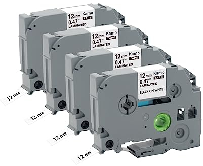 Kamo Schriftbänder kompatibel Brother Schriftband P-touch Bänder TZe-231 TZ-231 (12mm x 8m) schwarz auf weiß, für Beschriftungsgerät PT-D210 PT-D220 PT-D200 PT-H110 PT-D400 PT-D600 PT-P700