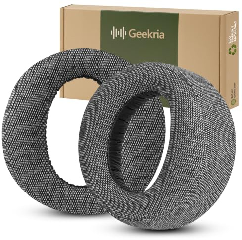 Geekria Leinen Memory-Schaum Ohrpolster für PS5 Pulse 3D | Graue Stoff-Kontaktfläche, Snap-On-Passform, inklusive 2 Ohrpolstern und Entfernungswerkzeug