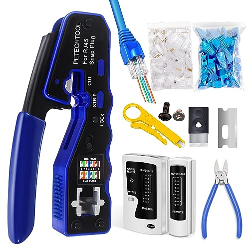 RJ45 Crimpzange Durchgang Ethernet Crimper für Cat6 Cat5e Cat6a Anschlüsse All-in-One Cat6 Crimpwerkzeug Kit