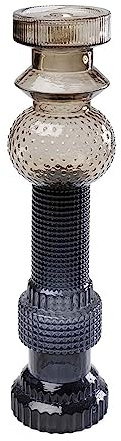 Kare Design Kerzenständer Marvelous Duo, Braun/Grau, Handgearbeitet, Unikat, Kerzenhalter für Stabkerzen, Leuchtkerzen, Gefärbtes Glas, Deko Objekt fürs Wohnzimmer, 49x12x12 cm (H/B/T)