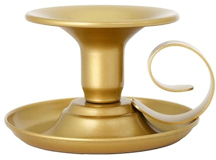 HEXEH Kerzenhalterhalter 1pc Retro Kerzenhalter Einfache Metall Handheld Leuchter Kegel Kerze Tasse for Tabletop Party Hochzeit Weihnachten Home Dekoration Kandelaber (Color : Gold)