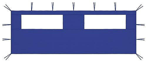 Homgoday Pavillon-Seitenwand mit Fenstern 6x2 m Blau Rasen, Garten Model3070414