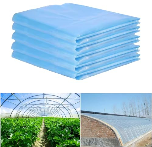 Polyethylenfolie Gewächshausfolie Regendicht Abdeckplane Wasserdicht Transparent Plane Reißfest Tunnelfolie Tomatenhaus Folie,für Außenbereich,Pflanzenisolierung,Gartenmöbel,Anpassbar (9x9m)