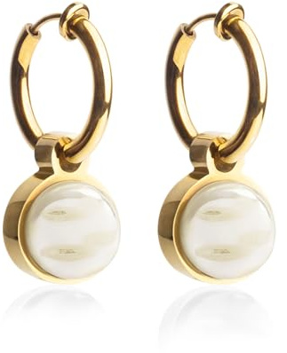 Clip Ohrringe mit Anhänger • Gold Ohrclips aus Edelstahl 18k vergoldet • mit Charm zum Wechseln • nachhaltig & handgemacht • MIX AND MATCH • Ø 14 mm