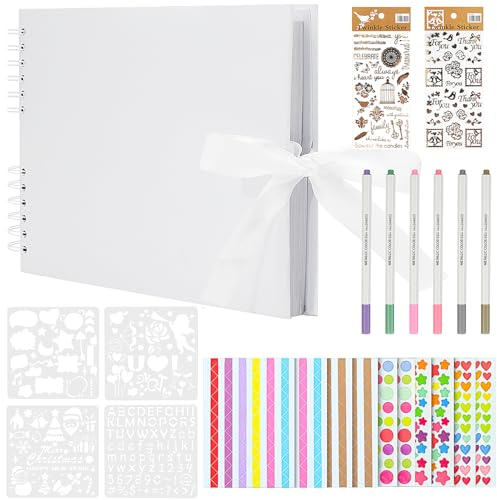 JETOP Fotoalbum zum Selbstgestalten für 160 Bilder Fotoalbum 80 Weißes Seiten Fotobuch zum Einkleben Scrapbook Album Bilderalbum groß Fotoalbum mit Fotoecken Selbstklebend für Hochzeit Abschluss