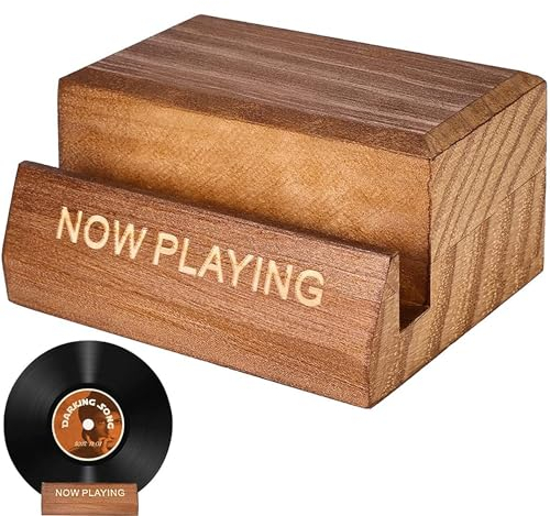 Qanye Estante Madera para Vinilos, Soporte Discos de Vinilo para Madera, Soporte para Discos Vinilo Vintage, Soporte de Cubierta de Álbum de Mesa Que, Compatible con All CD y LPS, Marrón