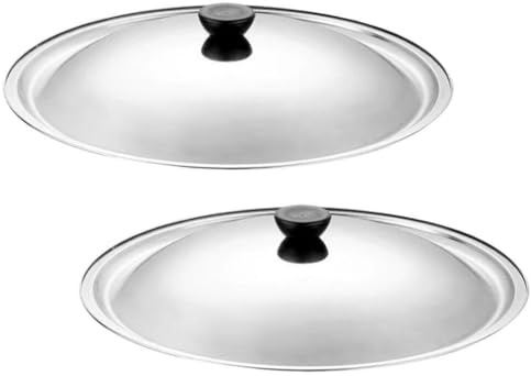 2pcs Stainless Steel round Pot Lid for Frying Pan Silver | Wear-resistant Simple Design, Cookware Replacement Cover, Fits Kitchen Pots and Pans