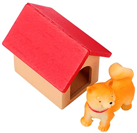 CIYODO Miniatur-Akita-Hund Holzmodell Ornament Detailgetreue Hundehütte Dekoration Für Puppenhaus Szene