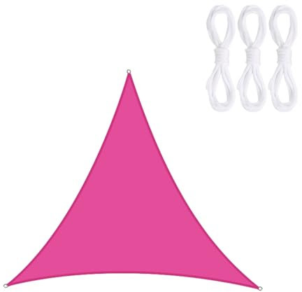 ENEN Shade Sails 3m/4m/5m/6m Triangle, Waterproof Awning Outdoor Garden Shelter UV Block Sun Shade Sail with Free Ropes for Balcony Patio Party Pergola (3x3x3m,Pink)