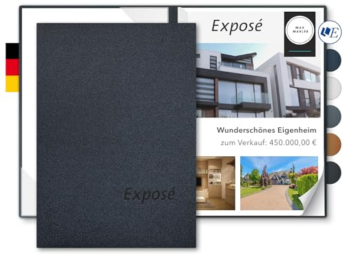 Exposémappe A4 Metallic-Effekt - Esclusiva® Classic-plus - mit Prägung Exposé - für Ihre hochwertige Objekt-Präsentation mit Metallic-Effekt - Immobilien-Makler Expose-Mappe (Anthrazit, 8 Stück)