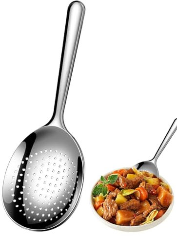 jopiuieo Cuillères de service en acier inoxydable, cuillères en acier inoxydable pour la cuisine - Ensemble d'ustensiles de cuisine - Grandes cuillères de service avec trous de drainage pour le