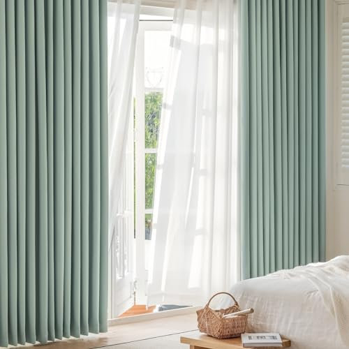 Bishilin Verdunklungsvorhänge Hellblau 2er Set, Vorhänge Blickdicht mit Ösen 86x183CM Modern Einfach Chenille Gardinen Schlafzimmer Kinderzimmer Jugendzimmer
