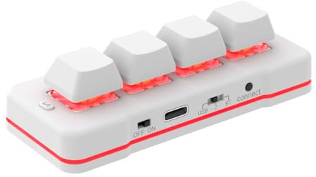 Mini clavier USB à 4 touches filaire et BT sans fil Bluetooth - Clavier d'ordinateur programmable personnalisé pour le contrôle des jeux vidéo, le bureau, le travail, les partitions, les tourneurs de