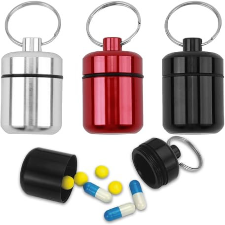 Lot de 3 boîtes à pilules porte-clés Petite boîte pour les déplacements et les voyages