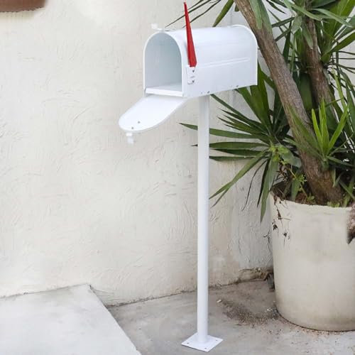 Briefkästen zur Wandmontage, hohe Briefkästen im amerikanischen Stil für den Außenbereich, wetterfeste Briefaufbewahrungsbox mit Bodenständer, Briefkasten für Reihenhaus/Garten (Farbe: Weiß)