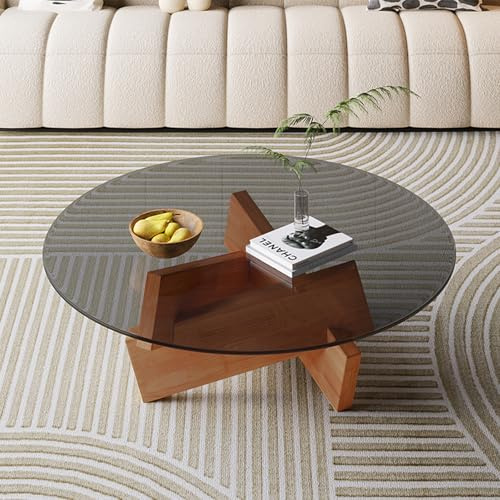 CEIEVER Soffbord sidobord, vardagsrumsbord bordsskiva av glas soffbord glasbord vardagsrum modern stil soffbord för vardagsrum trädgård balkong sovrum (grå, 80 x 80 x 41 cm)