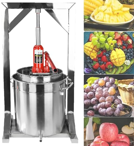 Pressoir à Fruits Et Vin Pressoir à Fruits Hydraulique 100% Naturel Fabrication De Jus Machine à Jus Manuelle Broyeur De Pommes, Raisins, Baies, LéGumes Huile,22L