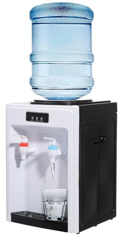 Distributore di acqua elettrico, 220 V, fontana per ufficio, casa, per bevande calde e fredde, 24 x 24 x 36 cm (nero + bianco)